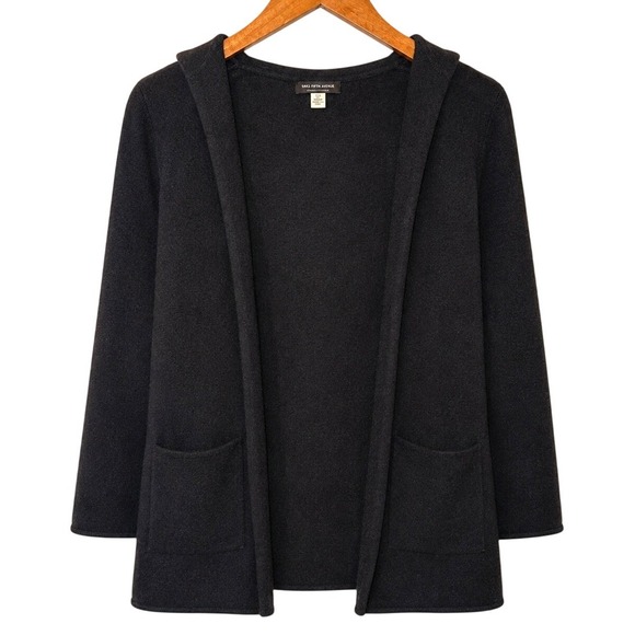 Saks Fifth Avenue Sweaters - Saks Fifth Avenue 100% Cashmere Hooded Open Front Cardigan Sweater Black XS‎